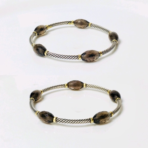 David Yurman Sterling 18k Gold Bangle Bracelet - Picture 2 of 7